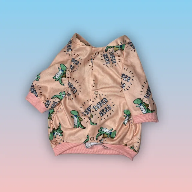 تیشرت گربه طرح دایناسور رنگ صورتی